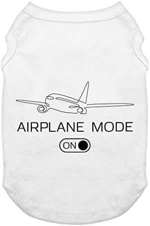 Modo de avião no tanque de cães - camiseta de cachorro para impressão - roupas de cão de avião - branco,