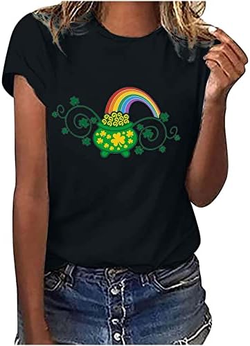 Camiseta superior para mulheres Crewos de petiscos de etono de verão Crewneck Gráfico de algodão St. Patrick's