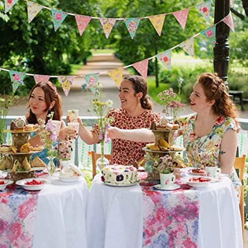 Mesas conversando verdadeiramente deliciosas xícaras de papel floral para uma festa de chá, rosa/amarelo