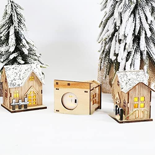 NC Christmas Wood Crafts de madeira iluminada em madeira iluminada por casas de madeira LED de led