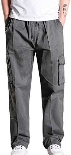 Calças casuais masculinas de NYYBW, cintura esticada de calça de carga relaxada de ajuste reto de