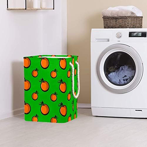 Mapolo Laundry Tester laranja frutas de frutas dobráveis ​​cestas de armazenamento de lavanderia com alças suportes destacáveis ​​bem segurando à prova d'água para a organização de brinquedos para roupas no quarto da lavanderia