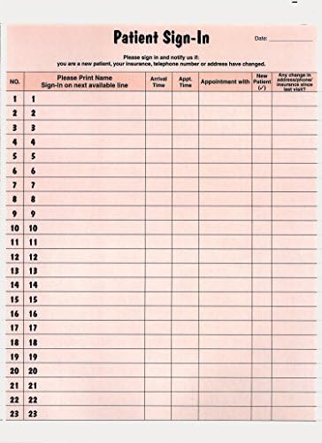 Tabbies Formulários de etiqueta de entrada do paciente, formulário 8-1/2 x 11, salmão, 23 rótulos/folha, 125