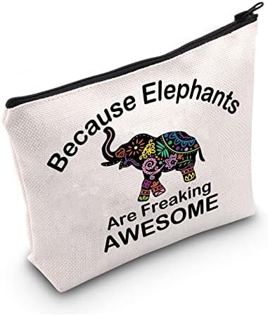 Presente de amantes de elefantes engraçados de Levlo Porque elefantes é uma bolsa de maquiagem incrível de maquiagem