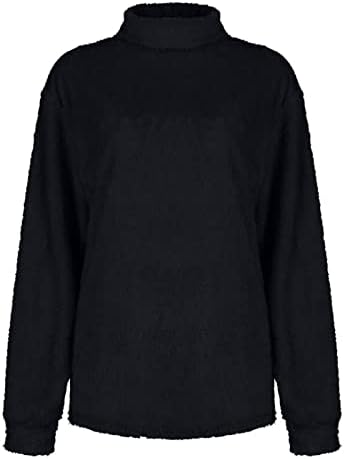 Mnddsudhg Mulheres de malha suéter 2022 Soldado sólido Manga longa Manga de malha de malha de camada de camisa solta Térmica Os suéteres de malha grossa