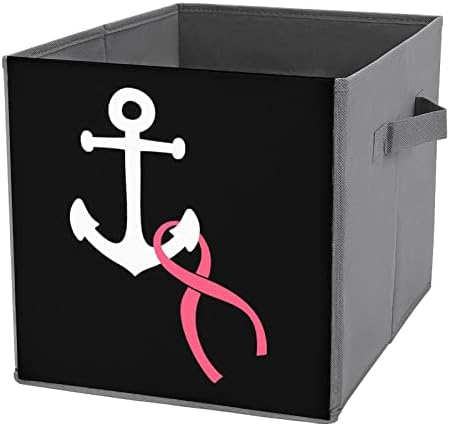 Âncora com fita de câncer de mama grande cubos caixas de armazenamento de caixa de armazenamento colapsível Caixa de armazenamento Organizadores para prateleiras