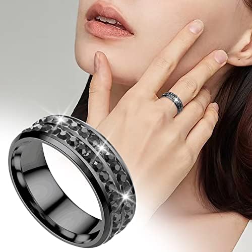 2023 Novo aço de titânio aço duplo anel de diamante coreano moda moda aço inoxidável diamante casal anel calmo