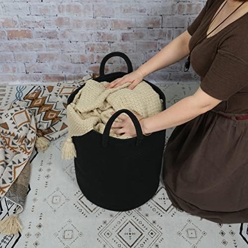 Xuanguo Black Cotton Cotton Roundry Basket cesto cesto para roupas cestas de armazenamento de roupas