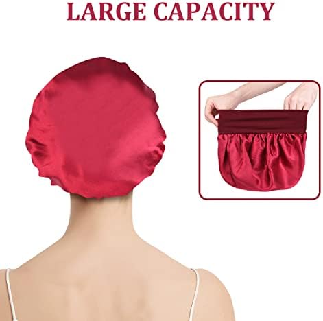 Bapa do sono uraqt cetim, 2 embalagem de pacote grande capa de cabeça noturna para mulheres, macio confortável