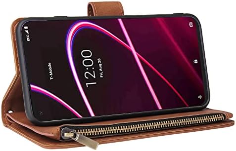 ASUWISH compatível com capa de carteira T-Mobile Revvl 5G e caixa de capa de couro de tela de tela de vidro