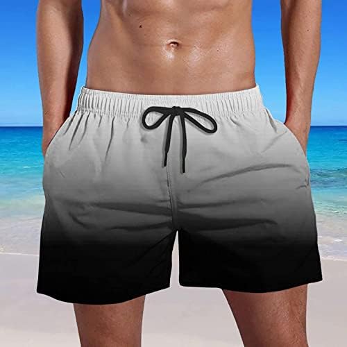 Calças masculinas dudubaby relaxadas nadar de verão rápido bolsos secos e calças de praia de estampa de gradiente