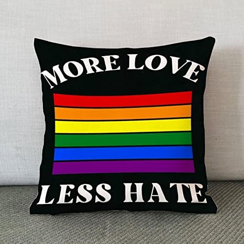 Mais amor Menos ódio Bandeira arco -íris Tampa de travesseiro de travesseiro romântico Equalidade de gênero Gênero