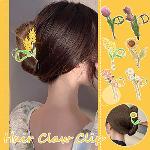 Clipes de garra de cabelos de metal de flor, tulipa de girassol lírio de cabelo clipe de garra, barrete de garra