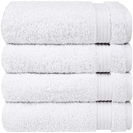 Toalhas de mão de algodão para banheiro, de algodão turco 16x28 polegadas 4 pedaços de toalha de mão, conjunto de toalha de rosto absorvente macio, toalhas de mão brancas