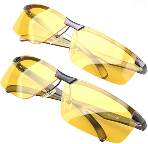 Visão noturna retangular sem aro MinCl, condução masculina: Anti-Glare al-Mg Frame Night Driving Glasses