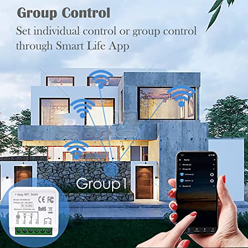 Chave de luz Wi -Fi Smart Wi -Fi, módulo Smart Switch DIY Módulo Smart Life/Tuya App, Compatível com Alexa e Google Home Smart Speakers, com função de tempo de compromisso, 16A