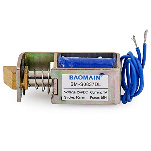 Electromagnet de solenóide baomain BM-S0837DL DC 24V 1.4A 15N 10mm Lock de porta de tração do tipo de tração