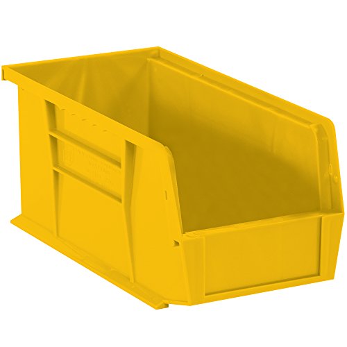 Pilha de plástico de suprimento superior e caixas de lixeira, 10 7/8 x 5 1/2 x 5 , amarelo