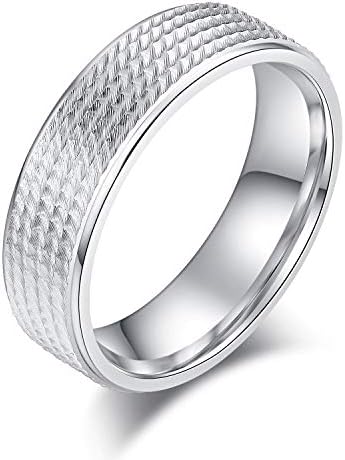 6mm UNissex Comfort Fit Sterling Silver Diamond Cut Thread Ring Bandy Bandy