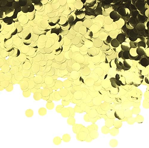 CleverDelights Confetti redondo de 3/8 - ouro metálico - 10oz em massa - Confetti de folha brilhante de