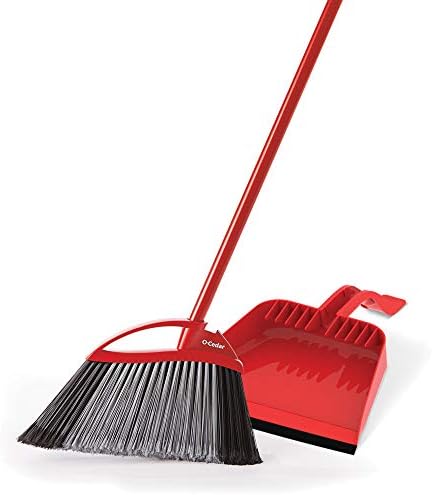 O-Cedar Pet Pro Broom & Step-On Dustpan PowerCorner, vermelho