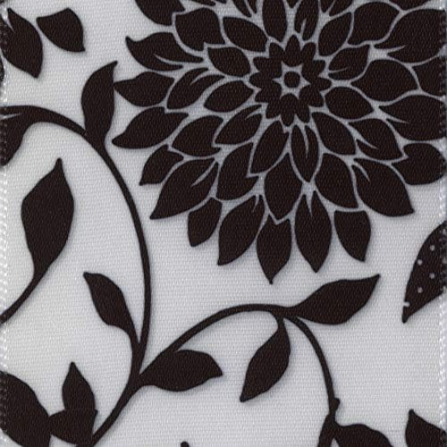 Offray, fita de artesanato de flores modernas pretas, 2 1/4 de polegada x 9 pés