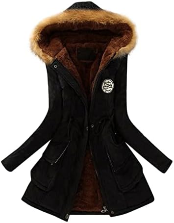 Mmknlrm feminino quente sobretudo e com casaco quente de inverno de inverno Faux forrado com capuz com casaco de casaco com casaco esportivo de casaco esportivo