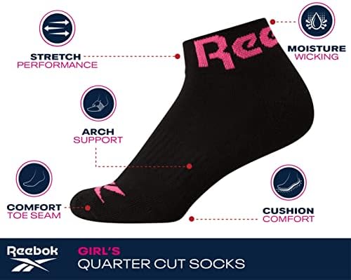 Meias para meninas da Reebok - Meias Athletic Quarter Cut Socks