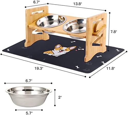 Tigelas de cachorro elevadas atualizadas - alimentador de suporte de cães elevado ajustável para cães e gatos de