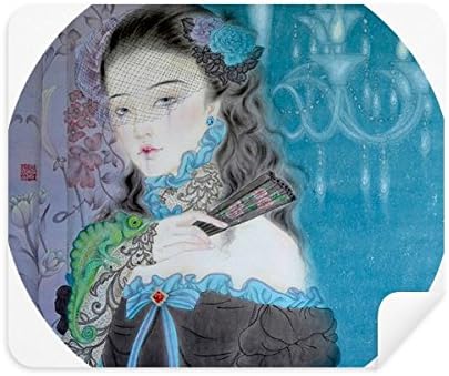 Blue Classical Girl Chinese em estilo de aquarela de limpeza de pano de pano limpador de 2pcs de