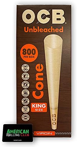 Cones OCB Virgin King Size Pack Bulk Pack Cones pré -rolados ~ Inclui Card American Rolling Club Scoop