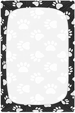 Folhas de berço de pata de cães de gato Alaza lençóis de berço para meninos meninas criança, mini tamanho 39