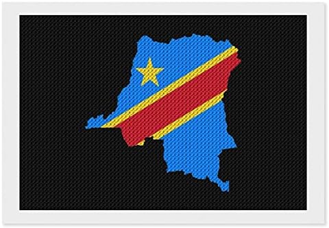 Kits de pintura de diamante de mapa da bandeira do Congo 5D DIY FLILHO FULHO FILIZAÇÃO RETRAS DE RETRAS DE WALL