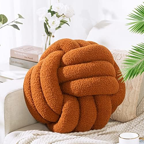 Bola de travesseiro de nó de kucco, travesseiros redondos de 11,8 polegadas para sofá, travesseiros