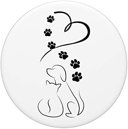 Palhetas de gato de cachorro com popsockets de coração PopGrip: Swappable Grip para telefones e tablets