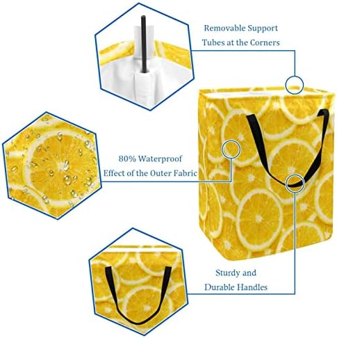 Fruit Lemon Padrão de limão cítrico cítrico lavanderia dobrável cestas de lavanderia 60l Cestas