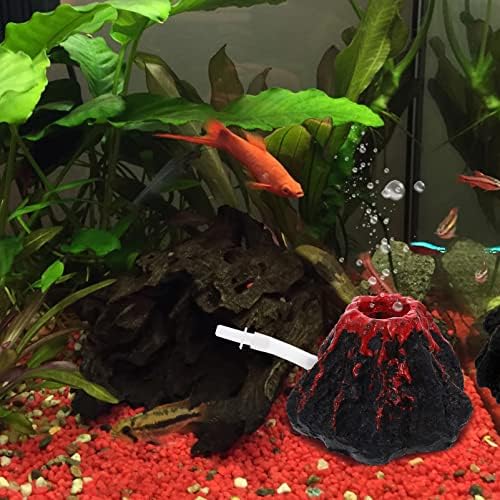 IPETBOOM estátua decoração de peixe tanque de peixes vulcão bubbler aquário vulcão ornamento com tubo de ar e kit de tubo de avião de ar e artesanato de resina de decoração de tanques de peixes
