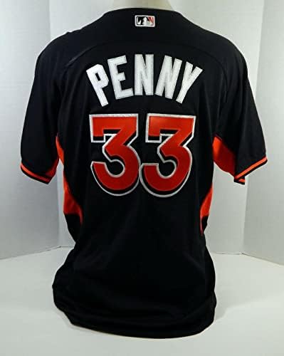 2014-16 Miami Marlins Brad Penny 33 Game usou Black Jersey ST BP 52 DP18431 - Jogo usada MLB Jerseys