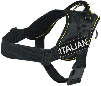 DT Fun Harness, italiano, preto com acabamento amarelo, X-Large-se encaixa no tamanho: 34 polegadas a 47 polegadas
