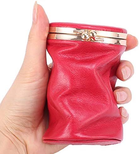 Lipstick Caut Holder com espelho de couro genuíno pequeno viagem de maquiagem de maquiagem kit de armazenamento de bolsas de bolsa para mulheres mini -bolsa dobrável de moedas