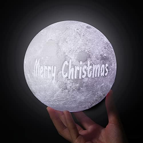 Alikiz Christmas Moon Lumin Galaxy Moon Night Light com suporte de madeira, toque e controle remoto, 16 cores LED