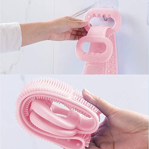 Esfriador traseiro de silicone para chuveiro - lavador de silicone de dupla face - esfoliando longa lavagem do corpo de silicone para mulheres e homens