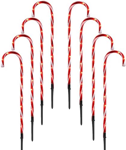 Yoluxzm 17 Luzes de cana -de -doce de Natal - 8 pacotes clássicos de luzes de cana vermelho e branco