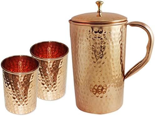 Aakrati Store ® Indian Pure Copper Jug com 2 copo de copo para cura ayurvédica…