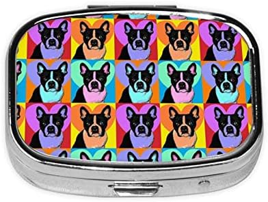 Boston Terrier Pattern Pattern Square Mini Caixa de comprimidos Medicine Organizador de metal Travel Caso