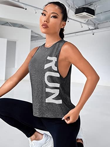 Tanques de treino feminino de Soly Hux letra de letra gráfica de ioga atlética camisetas de tanque de ioga