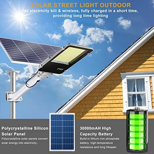 Guoer 1000W Solar Street Light Outdoor Outdoor 100000lm Ultra High High Blightness Dusk to Dawn Led