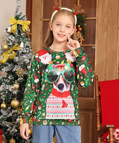 Lovekider Kids Feia Christmas Sweater Shirt Funny 3D Xmas Pullover Sweatshirt Interior Tamanho 4-16