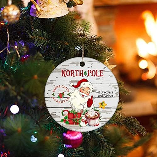Cheyan Pólo Norte Hot Cacau Wood Grain Christmas Ornament, Ornamento de Árvore de Natal para
