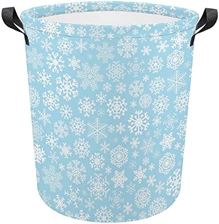 Foduoduo Cesta de cesta de neve Turma de lavanderia azul com alças cesto dobrável Saco de armazenamento de roupas